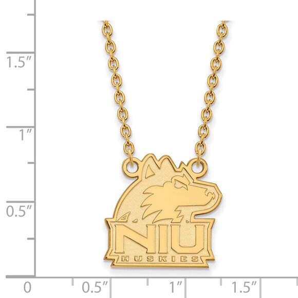 14k Gold Plated Silver Northern Illinois U Large Pendant Necklace - Picture 2 of 4